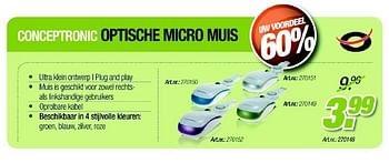 Promotions Optische micro muis - Conceptronic - Valide de 01/02/2012 à 29/02/2012 chez Auva