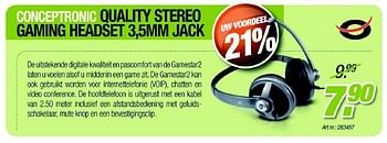 Promotions Quality stereo gaming headset 3,5mm jack - Conceptronic - Valide de 01/02/2012 à 29/02/2012 chez Auva