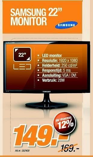 Promoties Monitor - Samsung - Geldig van 01/02/2012 tot 29/02/2012 bij Auva