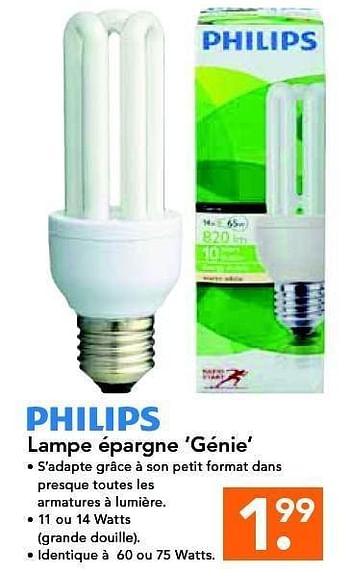 Promoties Lampe épargne génie - Philips - Geldig van 06/02/2012 tot 19/02/2012 bij Blokker