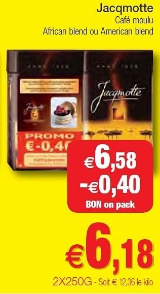 Promotions Jacqmotte café moulu - JACQMOTTE - Valide de 07/02/2012 à 12/02/2012 chez Intermarche