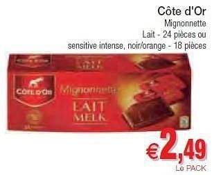Promotions Côte d`or mignonnette - Cote D'Or - Valide de 07/02/2012 à 12/02/2012 chez Intermarche