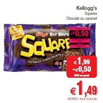 Promotions Kellogg`s squares chocolat ou caramel - Kellogg's - Valide de 07/02/2012 à 12/02/2012 chez Intermarche