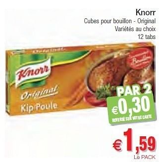 Promotions Knorr cubes pour bouillon - original - Knorr - Valide de 07/02/2012 à 12/02/2012 chez Intermarche