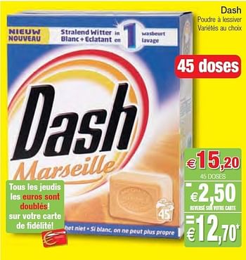 Promotions Dash poudre à lessiver - Dash - Valide de 07/02/2012 à 12/02/2012 chez Intermarche
