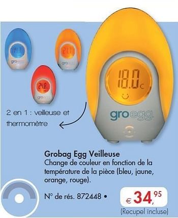 Promotions Grobag egg veilleuse - Grobag - Valide de 09/02/2012 à 25/02/2012 chez Dreamland
