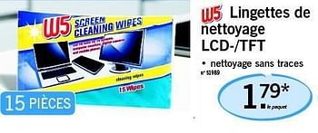 Promotions Lingettes de nettoyage lcd--tft - W5 - Valide de 13/02/2012 à 15/02/2012 chez Lidl