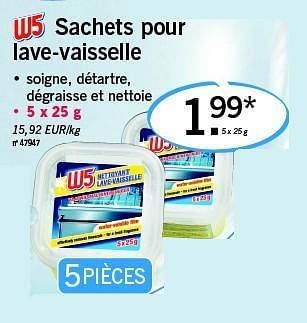 Promoties Sachets pour lave-vaisselle - W5 - Geldig van 13/02/2012 tot 15/02/2012 bij Lidl
