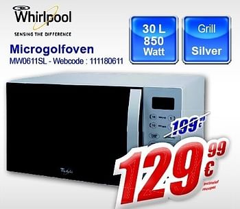 Promoties Microgolfoven mw0611sl - Whirlpool - Geldig van 13/02/2012 tot 26/02/2012 bij Eldi