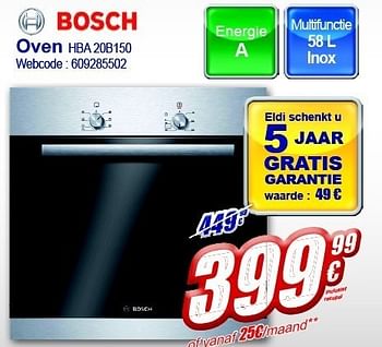 Promoties Oven hba 20b150 - Bosch - Geldig van 13/02/2012 tot 26/02/2012 bij Eldi