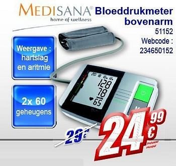 Promotions Bloeddrukmeter bovenarm 51152 - Medisana - Valide de 13/02/2012 à 26/02/2012 chez Eldi