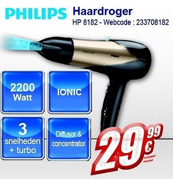 Promoties Haardroger hp 8182 - Philips - Geldig van 13/02/2012 tot 26/02/2012 bij Eldi