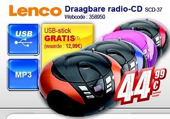 Promoties Draagbare radio-cd scd-37 - Lenco - Geldig van 13/02/2012 tot 26/02/2012 bij Eldi
