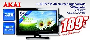 Promoties Led-tv met ingebouwde dvd-speler aled 1905t - Akai - Geldig van 13/02/2012 tot 26/02/2012 bij Eldi