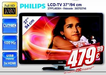 Promoties Lcd-tv 37pfl4606h - Philips - Geldig van 13/02/2012 tot 26/02/2012 bij Eldi