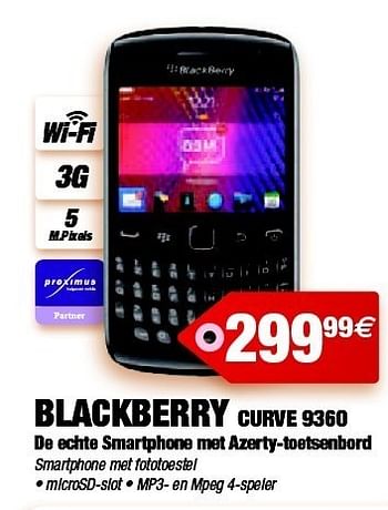 Promoties Blackberry curve 9360 - Blackberry - Geldig van 13/02/2012 tot 14/03/2012 bij Photo Hall