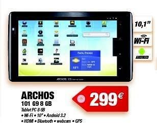 Promoties Archos 101 g9 8 gb - Archos - Geldig van 13/02/2012 tot 14/03/2012 bij Photo Hall