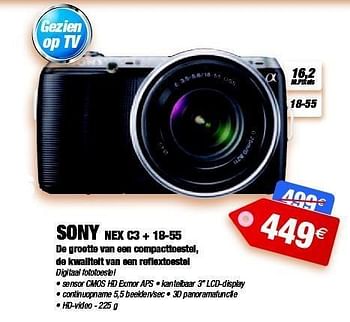 Promoties Sony nex c3 + 18-55 digitaal fototoestel - Sony - Geldig van 13/02/2012 tot 14/03/2012 bij Photo Hall