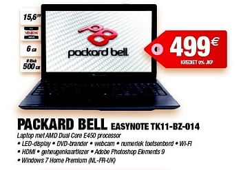 Promoties Packard bell easynote tk11-bz-014 laptop - Packard Bell - Geldig van 13/02/2012 tot 14/03/2012 bij Photo Hall
