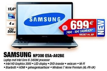 Promoties Samsung np300 e5a-a02be laptop - Samsung - Geldig van 13/02/2012 tot 14/03/2012 bij Photo Hall