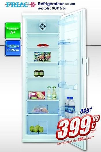 Promotions Réfrigérateur co3704 - Friac - Valide de 13/02/2012 à 26/02/2012 chez Eldi