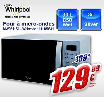 Promoties Four à micro-ondes mw0611sl - Whirlpool - Geldig van 13/02/2012 tot 26/02/2012 bij Eldi
