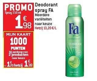 Promotions Deodorant spray fa - Fa - Valide de 15/02/2012 à 21/02/2012 chez Match Food & More