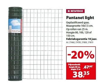 Promoties Pantanet light - Betafence - Geldig van 15/02/2012 tot 27/02/2012 bij Gamma