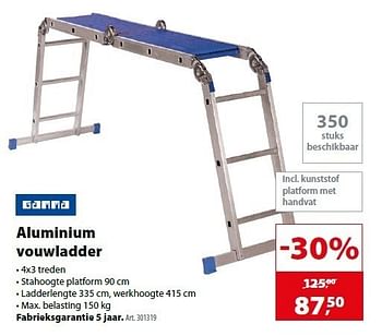 Promoties Aluminium vouwladder - Huismerk - Gamma - Geldig van 15/02/2012 tot 27/02/2012 bij Gamma