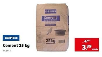Promotions Cement 25 kg - Produit maison - Gamma - Valide de 15/02/2012 à 27/02/2012 chez Gamma