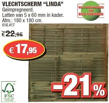 Promotions Vlechtscherm linda - Produit maison - Hubo  - Valide de 15/02/2012 à 26/02/2012 chez Hubo
