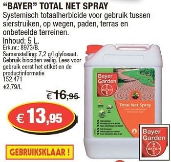 Promotions Bayer total net spray - Bayer garden - Valide de 15/02/2012 à 26/02/2012 chez Hubo