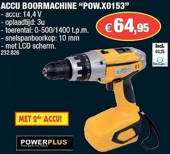 Promoties Accu boormachine pow.x0153 - Powerplus - Geldig van 15/02/2012 tot 26/02/2012 bij Hubo
