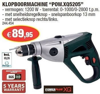 Promoties Klopboormachine pow.xq5205 - Powerplus - Geldig van 15/02/2012 tot 26/02/2012 bij Hubo