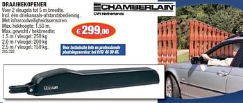 Promoties Draaihekopener - Chamberlain - Geldig van 15/02/2012 tot 26/02/2012 bij Hubo