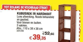 Promoties Kubusrek in hardhout - Huismerk - Hubo  - Geldig van 15/02/2012 tot 26/02/2012 bij Hubo
