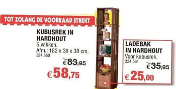 Promoties Kubusrek in hardhout - Huismerk - Hubo  - Geldig van 15/02/2012 tot 26/02/2012 bij Hubo