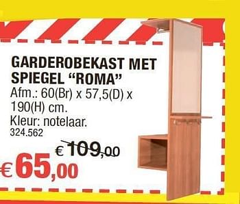 Promoties Garderobekast met spiegel roma - Huismerk - Hubo  - Geldig van 15/02/2012 tot 26/02/2012 bij Hubo