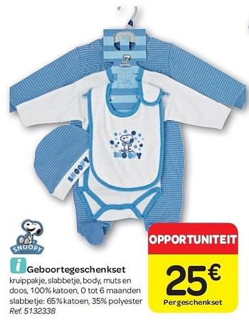 Promoties Geboortegeschenkset - Snoopy - Geldig van 15/02/2012 tot 27/02/2012 bij Carrefour