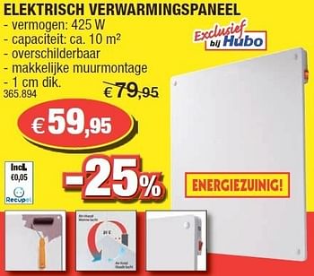 Promoties Elektrisch verwarmingspaneel - Huismerk - Hubo  - Geldig van 15/02/2012 tot 26/02/2012 bij Hubo