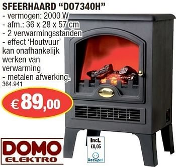 Promoties Sfeerhaard do7340h - Domo elektro - Geldig van 15/02/2012 tot 26/02/2012 bij Hubo