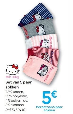 Promoties Set van 5 paar sokken - Hello kitty - Geldig van 15/02/2012 tot 27/02/2012 bij Carrefour