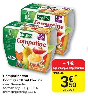 Promoties Compotine van boomgaardfruit blédina - Blédina - Geldig van 15/02/2012 tot 27/02/2012 bij Carrefour