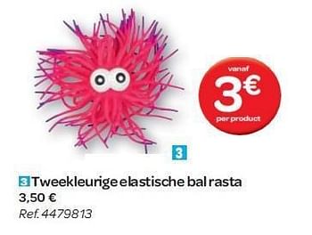 Promoties Tweekleurige elastische bal rasta - Huismerk - Carrefour  - Geldig van 15/02/2012 tot 27/02/2012 bij Carrefour