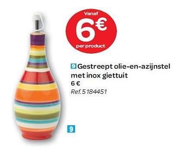 Promoties Gestreept olie-en-azijnstel met inox giettuit - Huismerk - Carrefour  - Geldig van 15/02/2012 tot 27/02/2012 bij Carrefour