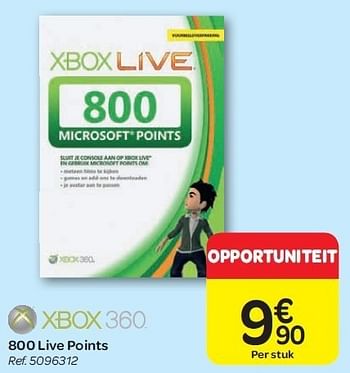 Promoties 800 live points - Microsoft Game Studios - Geldig van 15/02/2012 tot 27/02/2012 bij Carrefour