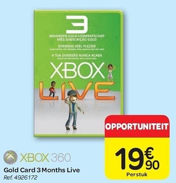 Promotions Gold card 3 months live - Microsoft Game Studios - Valide de 15/02/2012 à 27/02/2012 chez Carrefour