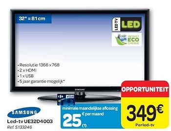 Promoties Led-tv ue32d4003 - Samsung - Geldig van 15/02/2012 tot 27/02/2012 bij Carrefour
