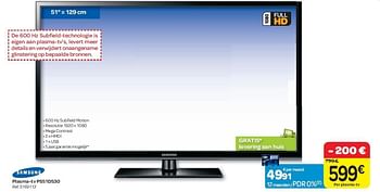 Promoties Plasma-tv ps51d530 - Samsung - Geldig van 15/02/2012 tot 27/02/2012 bij Carrefour