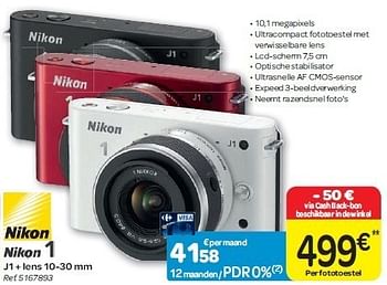 Promoties Nikon j1 + lens 10-30 mm - Nikon - Geldig van 15/02/2012 tot 27/02/2012 bij Carrefour